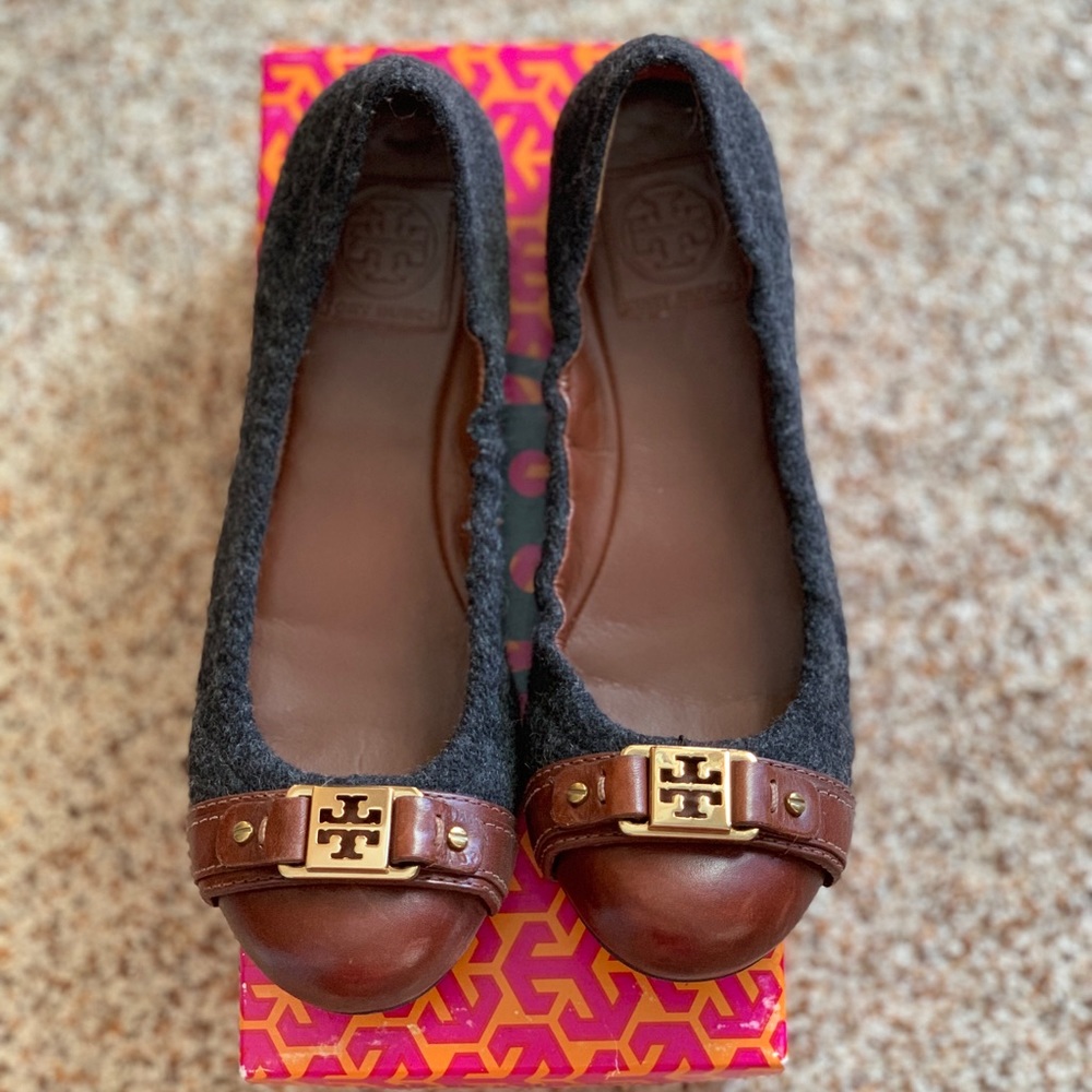 Tory Burch Ballet Flats - Gray/Brown/Gold